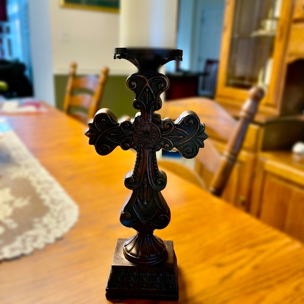 Beautiful Detailed Cross Candle Holder from Home Goods - Picture 3 of 5